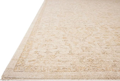 Loloi Chris Loves Julia Palma Collection PLM-01 Ivory/Sand 2'-7" x 10'-0" Fringe Runner Rug Vintage Style Boho Living Room Bedroom Carpet