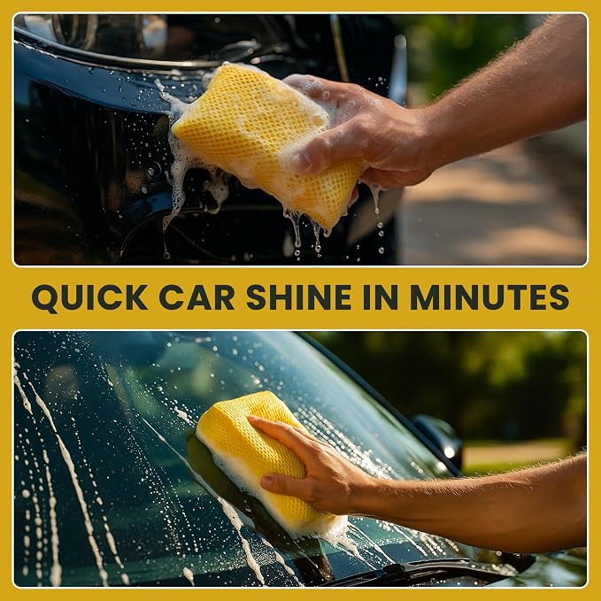 Iconikal 6-Pack Bug Scrubber Sponge 5.9x3.5-Inch Yellow Microfiber Large Car - Image 6