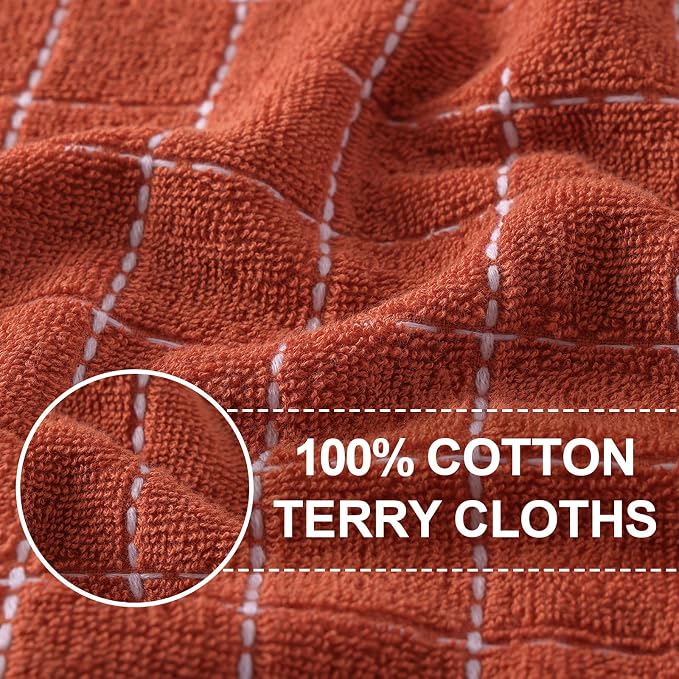 Homaxy 100% Cotton Terry Kitchen Towels, Checkered Designed, Soft and Super - Image 2