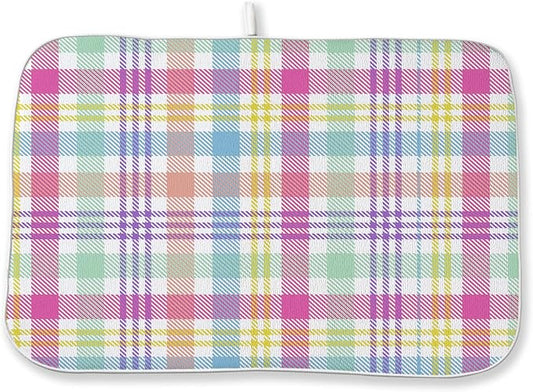 Easter Checkered Dish Drying Mats 18x24 Inch Colorful Buffalo Plaid Drying Mats by GOLIANDA
