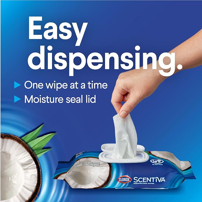 Clorox Scentiva Disinfecting Wipes, Coconut and Waterlily - Image 5
