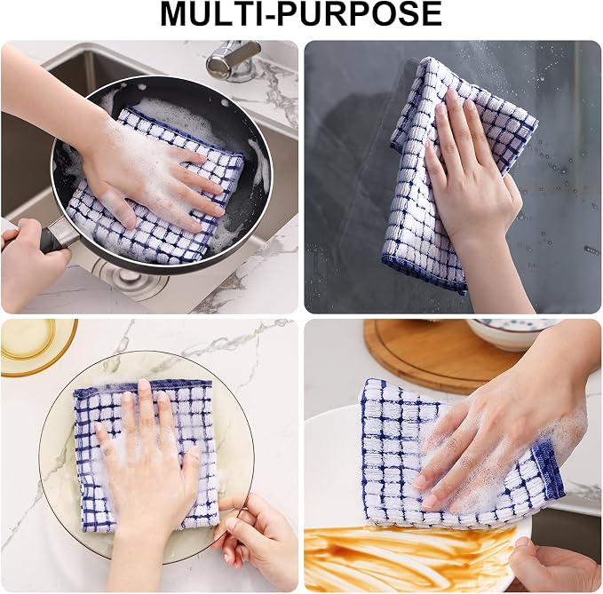 Kitinjoy Cotton 24 Pack Terry Kitchen Dish Cloths, 12 x 12 Inches Super Soft - Image 4