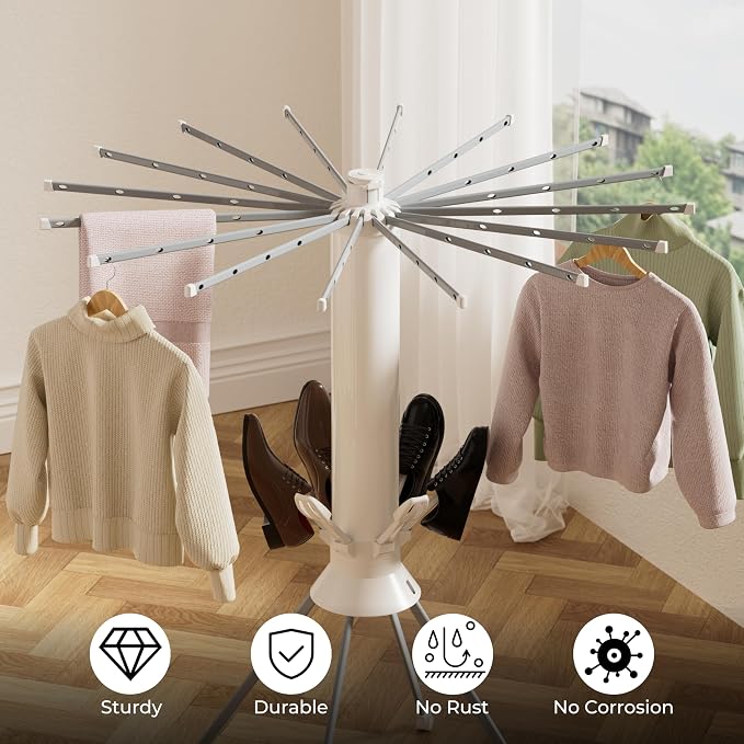 Clothes Drying Rack Foldable, Portable 4-Legged Laundry Drying Racks, Shoe - Image 7