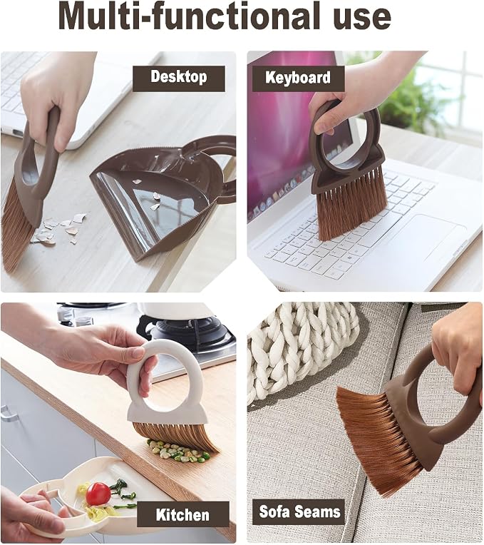 Round Handle Brush and Dustpan Set Small Broom & Dustpan Portable Handheld - Image 7