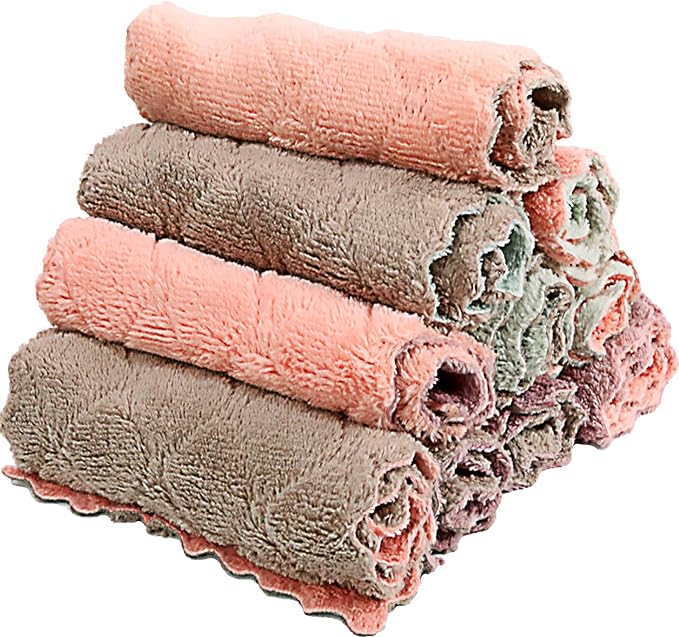 Kitchen Cloth, Microfiber Dish Towels Washcloths, Super Absorbent Coral Velvet by SAOYOAS