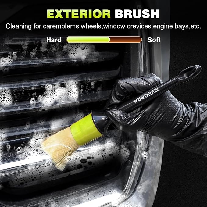 7PCS Car Detailing Brush Set, Boars Hair Car Cleaning Detail Brush kit - Image 5