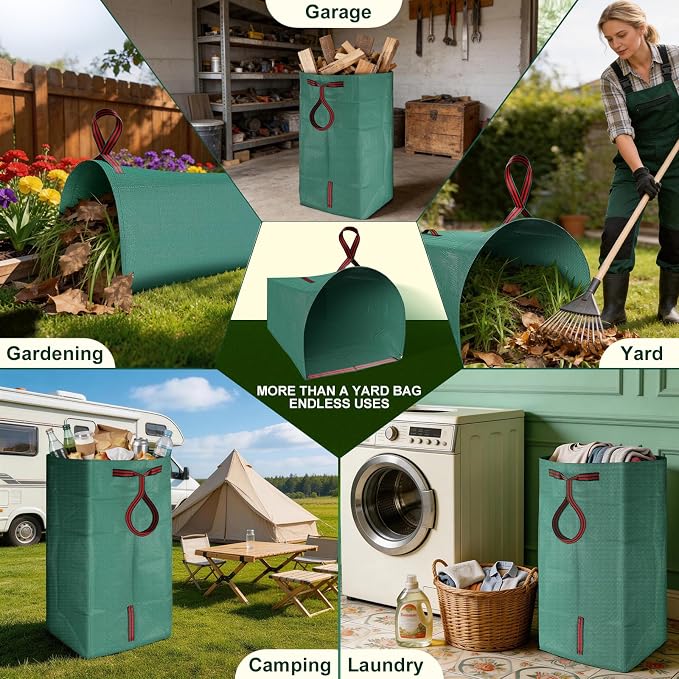 Yard Waste Bags 2-Pack 72 Gallon, Reusable Leaf Collector, Self-Standing Leaf - Image 6