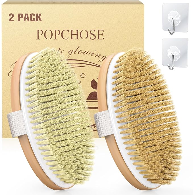 POPCHOSE Dry Brushing Body Brush, Natural Bristle Dry Skin Exfoliating Brush by Popularchoicesfromhere