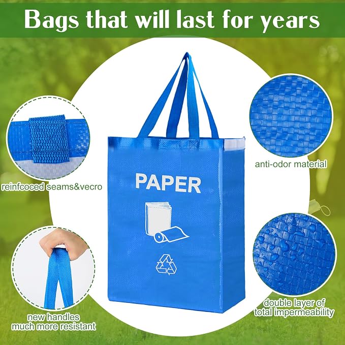 4 Pcs Recycling Bin Bags Separate Recycle Bin Waterproof Waste Baskets - Image 3