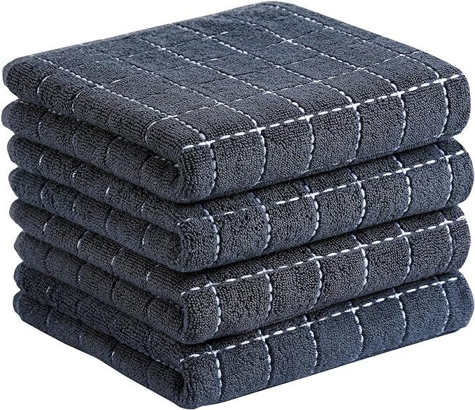 Homaxy 100% Cotton Terry Kitchen Towels, Checkered Designed, Soft and Super by Homaxy
