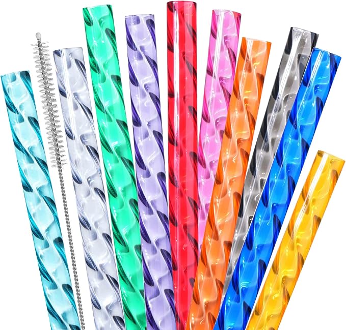 Reusable Straws for Stanley Cup Replacement, 12 Inch Plastic Extra Long Straw by AIERSA