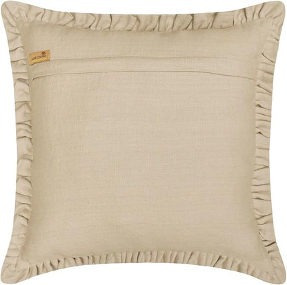 The HomeCentric King/Queen/Twin Blue Decorative Bed Runner King 90"x18" Bed Runner with Two Pillow Cover, Embroidery, Ruffles Bed Scarf on Linen Fabric - Ellara Blue