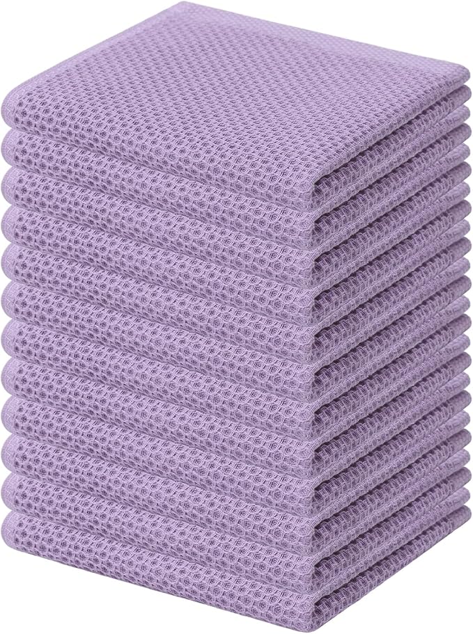 Kitinjoy 100% Cotton Kitchen Dish Cloths, 12 Pack Waffle Weave Ultra Soft by Kitinjoy