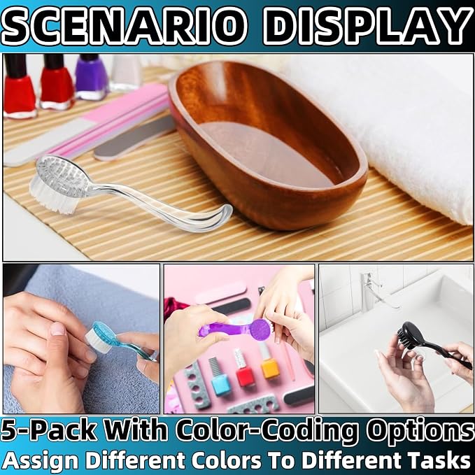 Soft Nail Dust Cleaning Brush 5Pcs Handle Grip Fingernail Brush Nail Dust Brush - Image 4