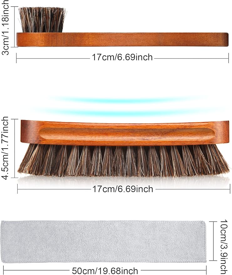 Youngjoy 3 Pieces Horsehair Shine Shoes Brush kit Polish Dauber Applicators - Image 2