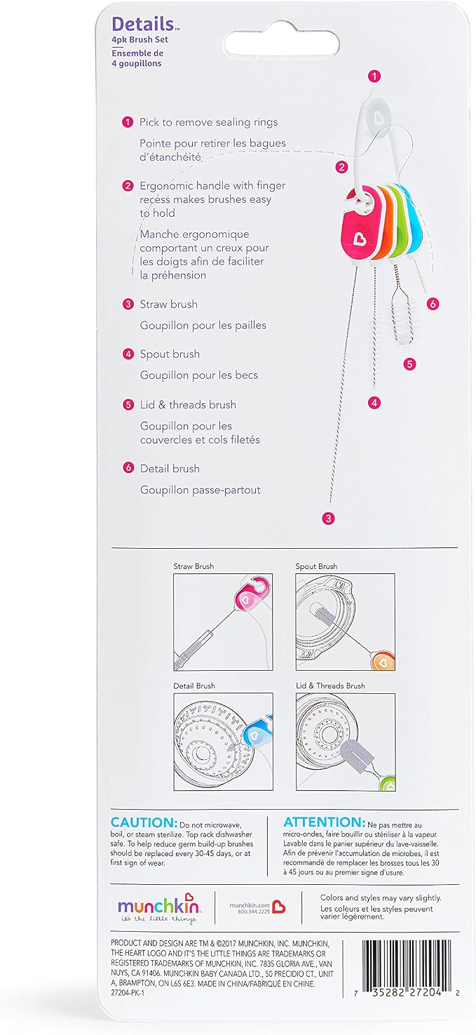 Munchkin® Details™ Bottle and Cup Cleaning Brush 4 Piece Set - Image 13