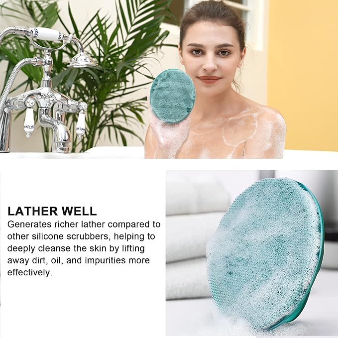 Food-Grade Soft Silicone Body Cleansing Brush Shower Scrubber, Gentle - Image 3