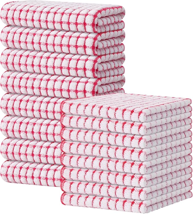 Kitinjoy Cotton 16 Pack Kitchen Towels and Dishcloths Sets, 16 x 25 Inch & 12 X by Kitinjoy