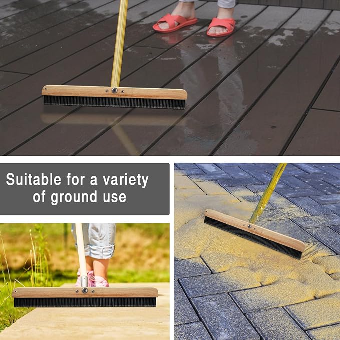 2 Pack 36 Inch Concrete Broom Finishing Tools Without Handle Wood Backed Brush - Image 6