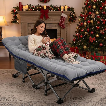 ABORON 2PK XXL Camping Cot for Adults 900LBS - 78"×32" Oversized Folding Bed with Mattress Pad, Heavy Duty 1200D Oxford Outdoor Cot with Carry Bag