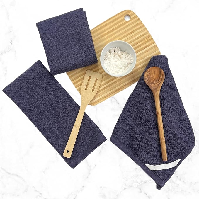 Eggplant Purple Kitchen Hand Dish Towels: Oversized 28" x 18", 100% Cotton - Image 2