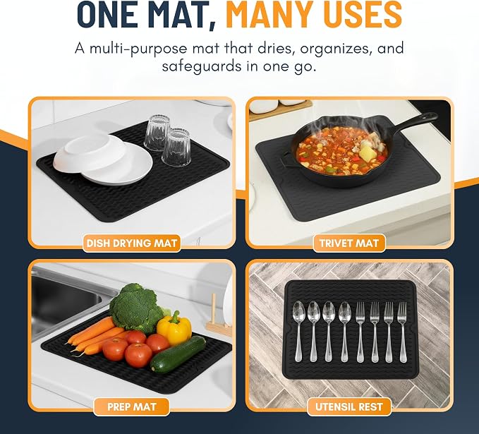 Silicone Dish Drying Mat for Kitchen Counter - Image 7