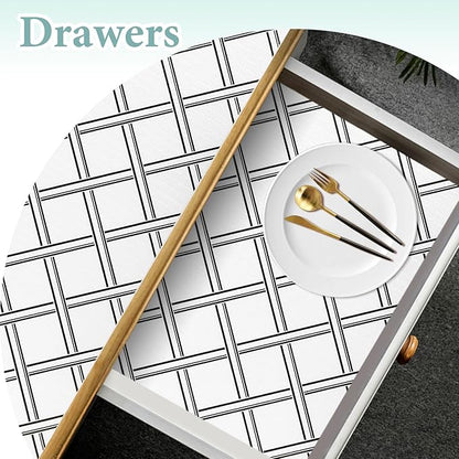 Drawer and Shelf Liner for Kitchen Cabinet: 12 in X 20 Ft Non Slip Waterproof Shelf Paper Non Adhesive Refrigerator Liners Black and White Squares Easy Liners for Bathroom
