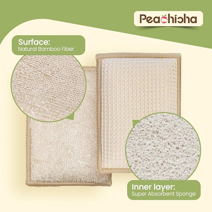Bamboo Sponges for Dish Washing Reusable Dish Sponge Multi Use Kitchen Sponges - Image 3