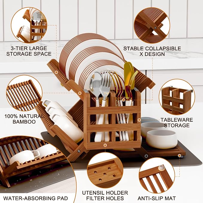 Greenual Teak Dish Drying Rack - Image 5