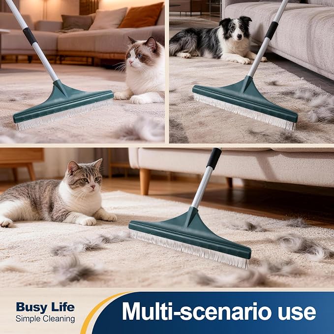 Yocada Carpet Rake for Pet Hair Removal Reusable Pet Hair Remover Telescopic - Image 4
