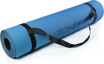 TONE Fitness Yoga Mat 1/4" Thick Non Slip Exercise & Pilates Mat for Home Workouts with Carrying Strap | Multiple Options