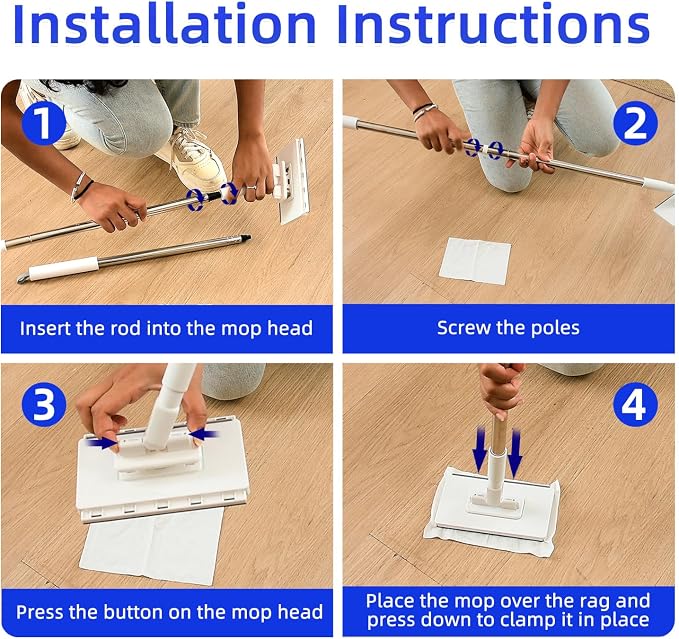Snap Grip Mini Mop No-Touch Automatic Gripping Mopa Desechable para Polvo Mini - Image 9