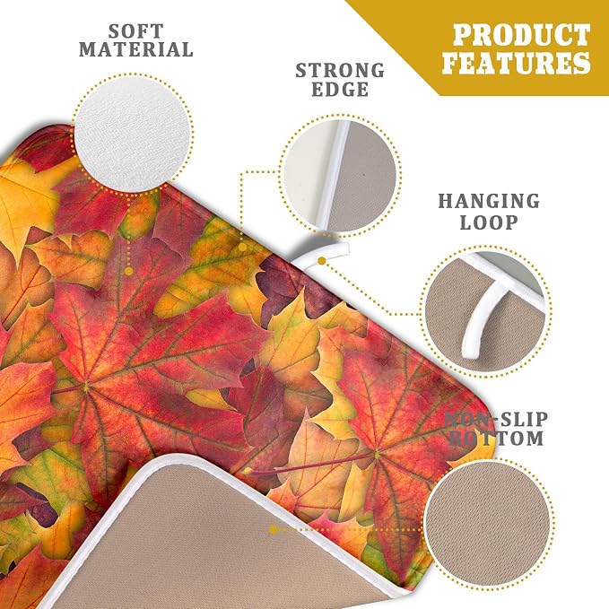 Colorful Autumn Maple Leaves Dish Drying Mat - Image 4