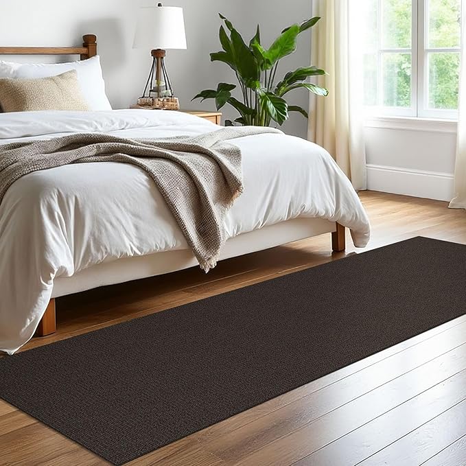 EARTHALL Washable Runner Rug 2x8 Ft Non Slip Runners for Hallways Cotton Rubber Backed Kitchen Runner Braided Indoor Floor Carpet Runners for Entryway, Hallway, Kitchen, Bedroom, Taupe/Coffee