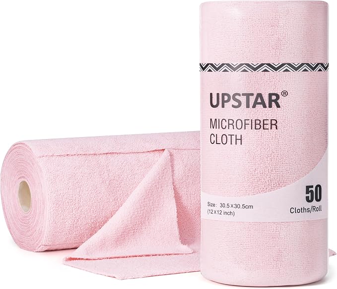 UPSTAR Microfiber Cleaning Cloth, Reusable Paper Towels Rolls, 50 Packs 12x12 by UPSTAR