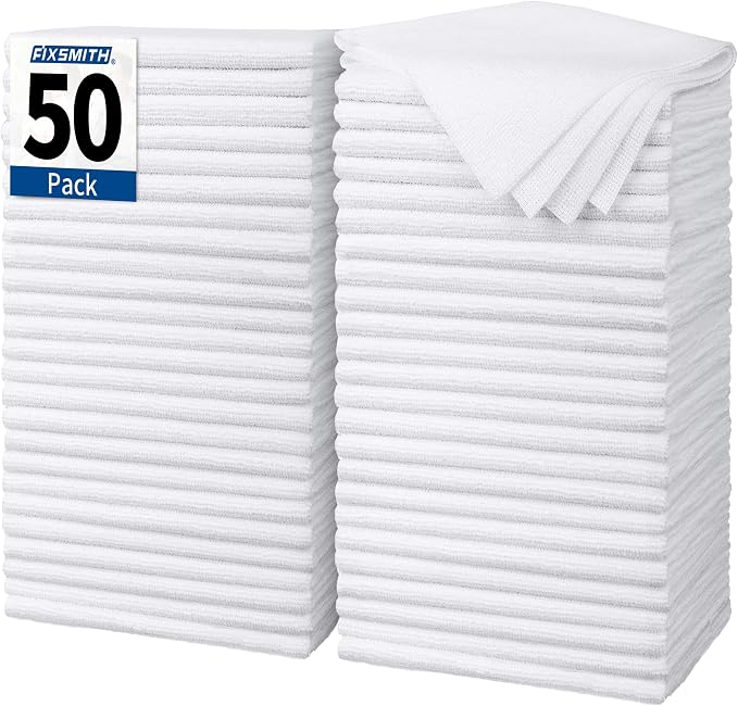 FIXSMITH White Microfiber Cleaning Cloth, Reusable Shop Towels, Microfiber by FIXSMITH
