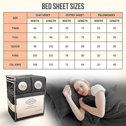 California King Sheet Sets - Luxury Hotel Bed Sheets - Soft Cooling Sheets with Elastic Corner Straps - Deep Pockets Microfiber - Bedding Sheet & Pillowcases - 4 PC (Cal King Size, Gray)