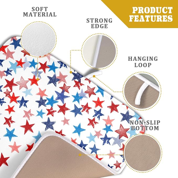 4th of July Dish Drying Mat for Kitchen Counter Patriotic Holiday Microfiber - Image 4