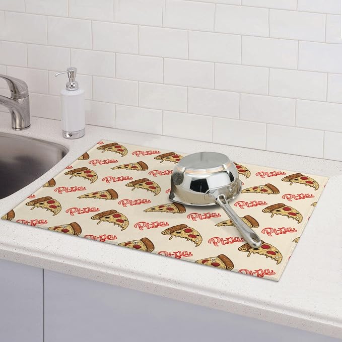 Cute Pizza Food Microfiber Dish Drying Mat - Image 2