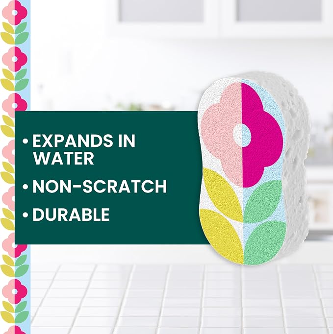 Scotch-Brite Brite Blooms Pop Up Kitchen Sponges, Unique Compressed Kitchen - Image 2