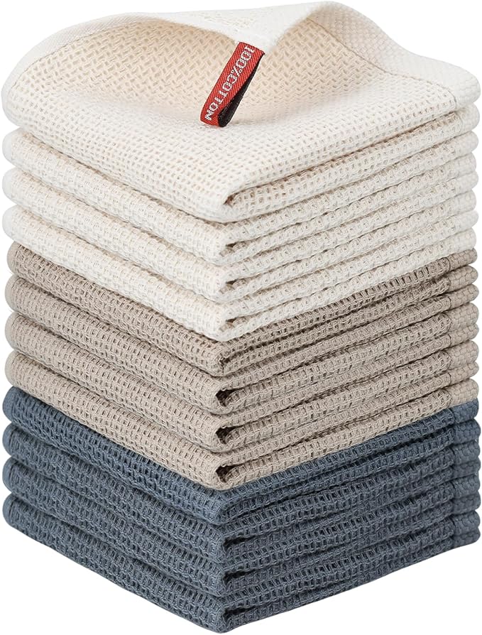 Nialnant 12 Pack Dish Cloths, 100% Cotton Dish Towels by Nialnant