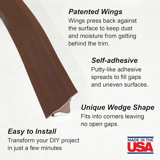 InstaTrim The Original Flexible Trim -10ft Dark Brown 3/4" Wide Caulk Tape - Image 2