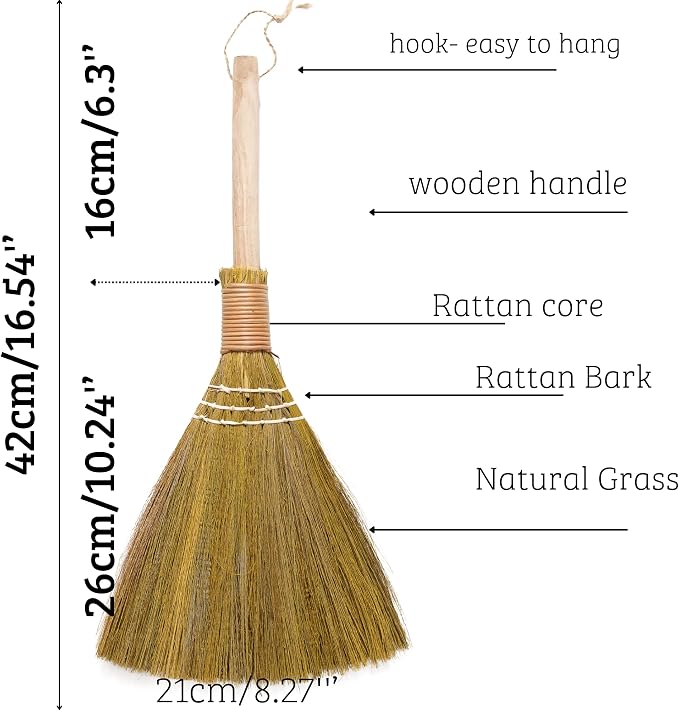 Set of 2 Vietnamese Soft Bristle Brooms, Asian Straw Broom - Image 2