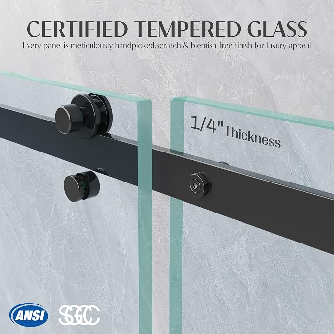 Shower Door 56-60'' W x 72'' H Semi-Frameless & Double Sliding, 1/4 inch - Image 5