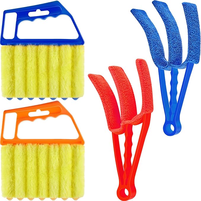 4 Pcs Window Venetian Blind Cleaner Duster Tool 7 Finger Blind Rush and Shutter by Romooa