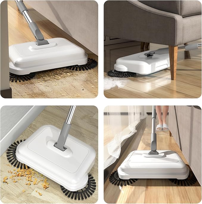 Push Sweeper Floor Sweeper, 2-in-1 360° Rotating Hand Push Sweeper, High - Image 5
