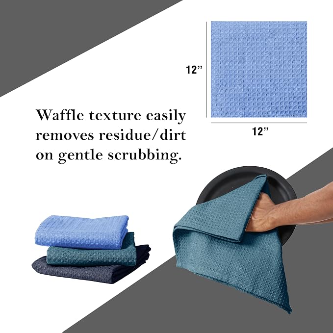 Waffle Dishcloths, 12x12 Inch, Quick Drying, Machine Washable, 100% Cotton - Image 6