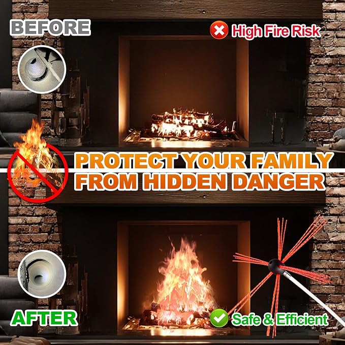 Bluesea 16 Feet Chimney Sweep Kit, Ergonomic Chimney Cleaning System - Image 3