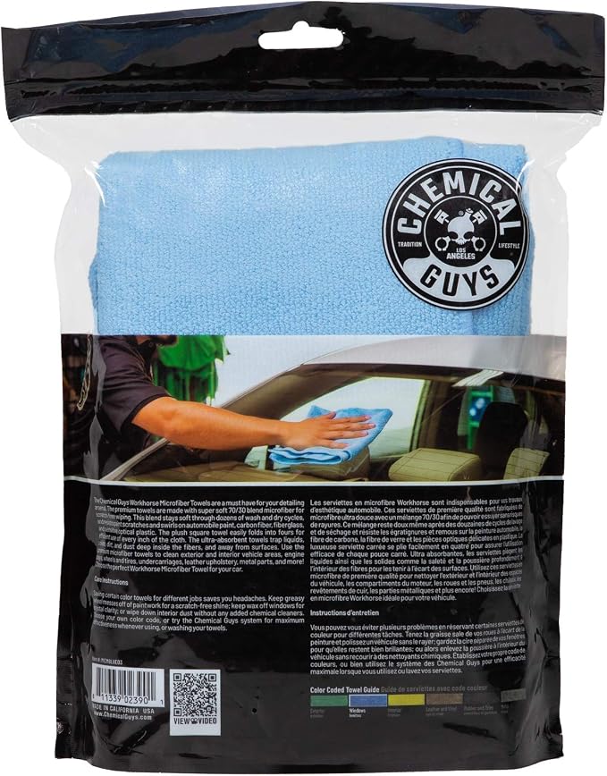 Chemical Guys MICBLUE03 Workhorse Professional Microfiber Towel - Image 2