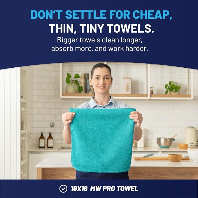 MW Pro Microfiber Cleaning Cloth | Coral, Plum | 12 Pack | 16” x 16” | All - Image 3